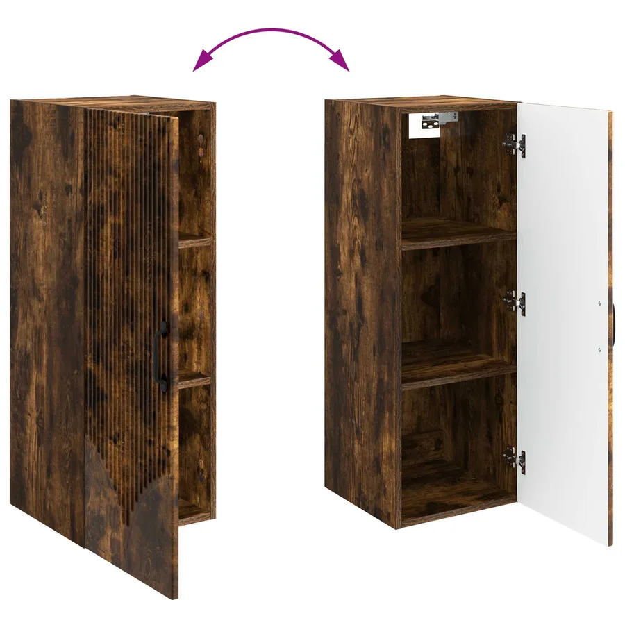 Armoire Murale Chêne fumé 33 x 34,5 x 90 cm Bois d'ingénierie - 8