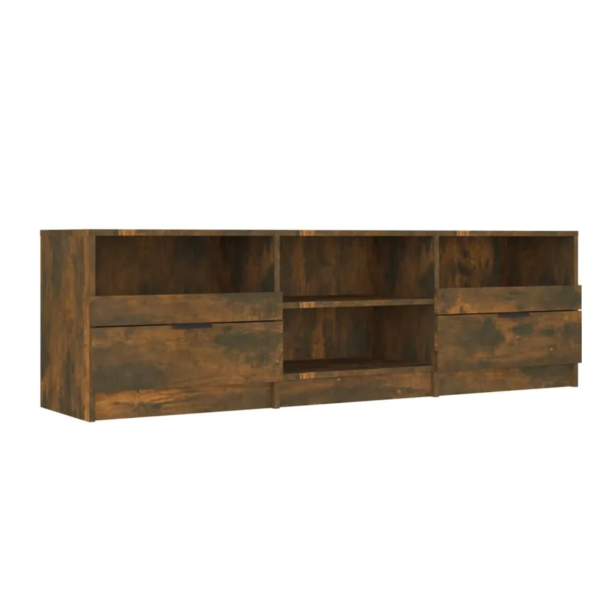 Meuble TV Chêne fumé 150x33,5x45 cm Bois d'ingénierie - 2