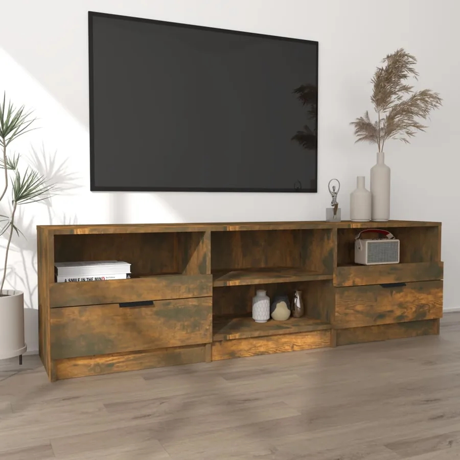 Meuble TV Chêne fumé 150x33,5x45 cm Bois d'ingénierie - 3