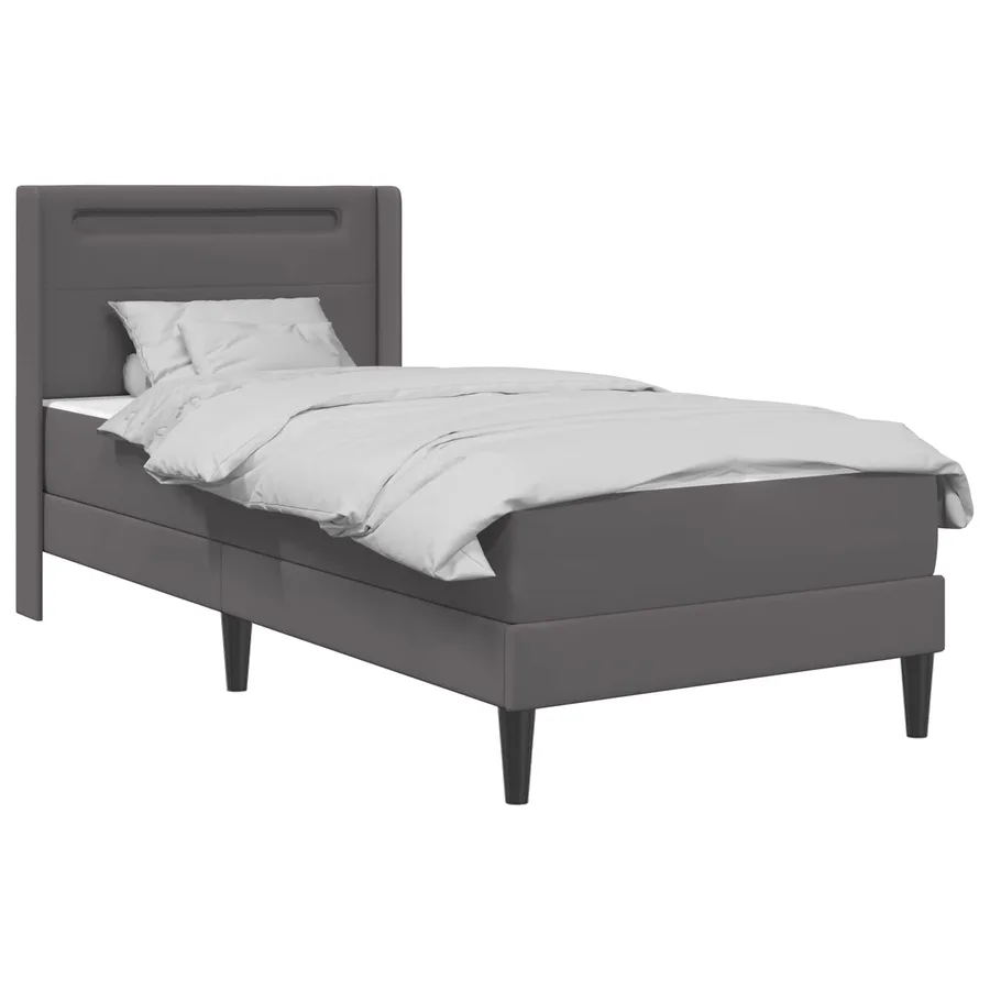 Cadre de lit avec matelas Gris 90 x 190 cm Simili cuir - 3