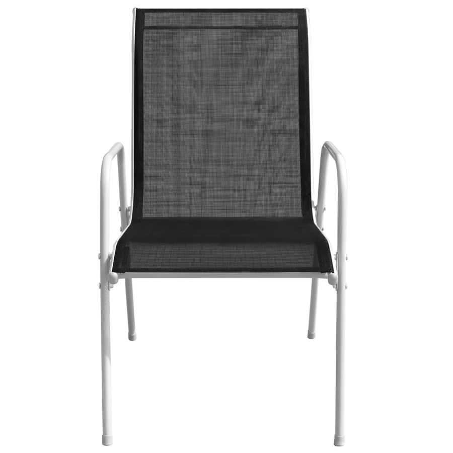 Chaises empilables de jardin lot de 2 Acier et textilène Noir - 2