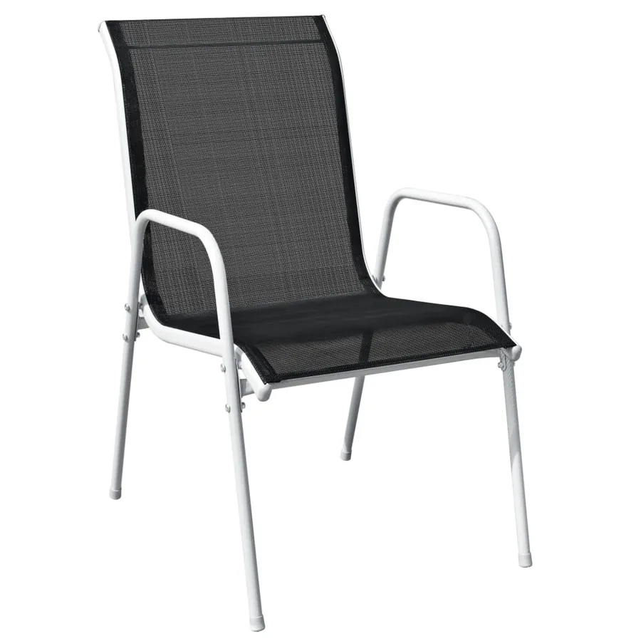 Chaises empilables de jardin lot de 2 Acier et textilène Noir - 3