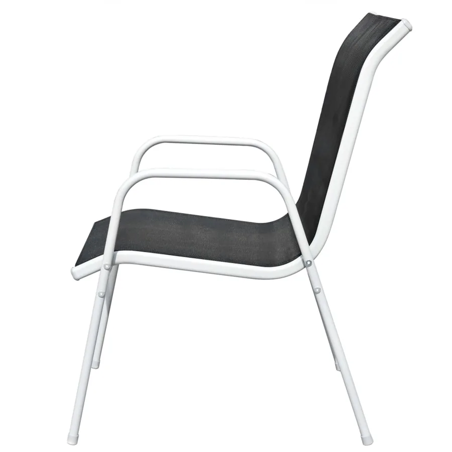 Chaises empilables de jardin lot de 2 Acier et textilène Noir - 4
