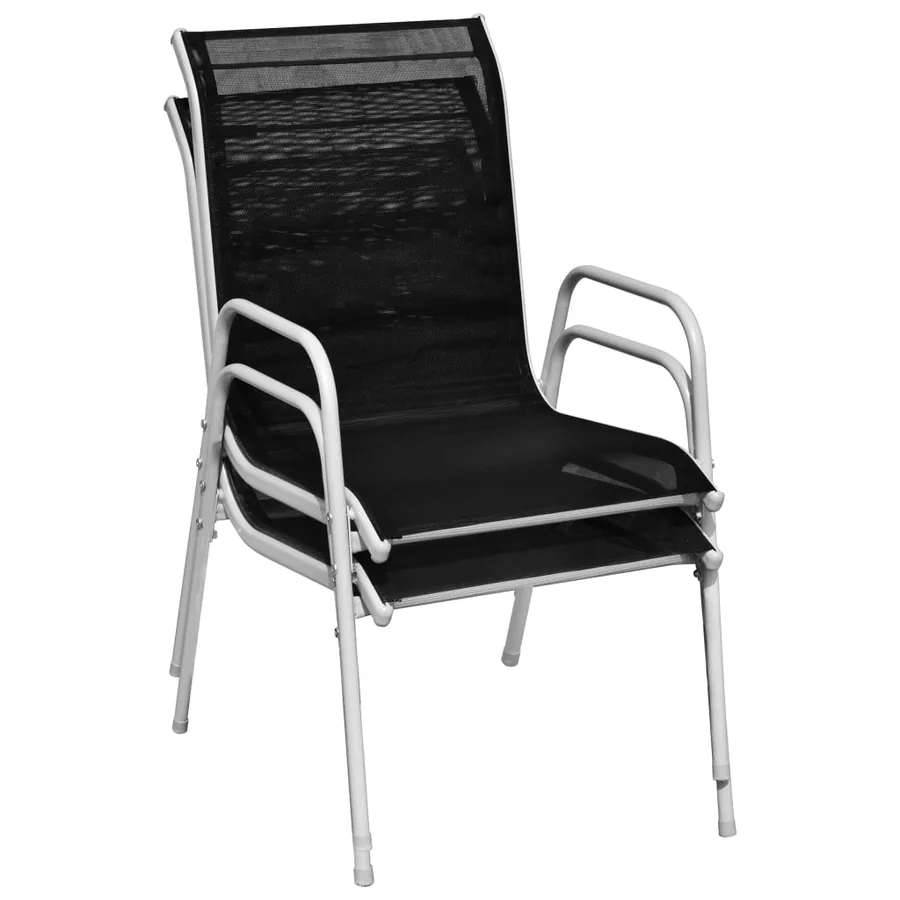 Chaises empilables de jardin lot de 2 Acier et textilène Noir - 5