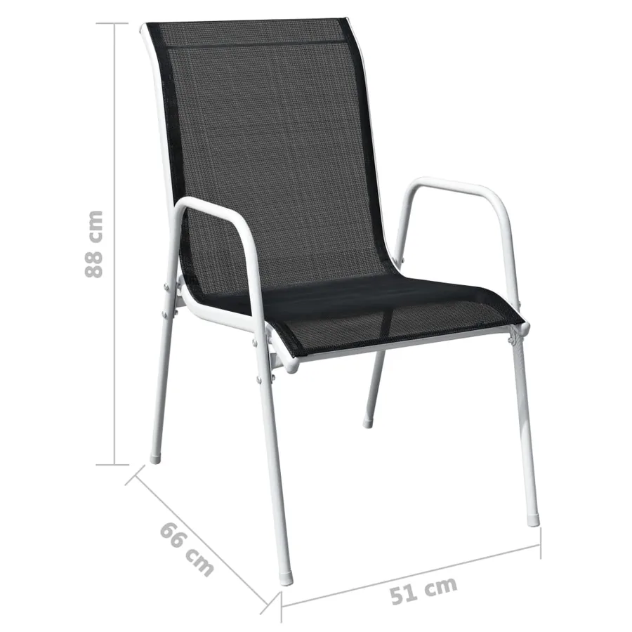Chaises empilables de jardin lot de 2 Acier et textilène Noir - 7