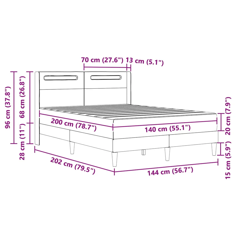 Cadre de lit avec matelas Noir 140 x 200 cm Simili cuir - 14