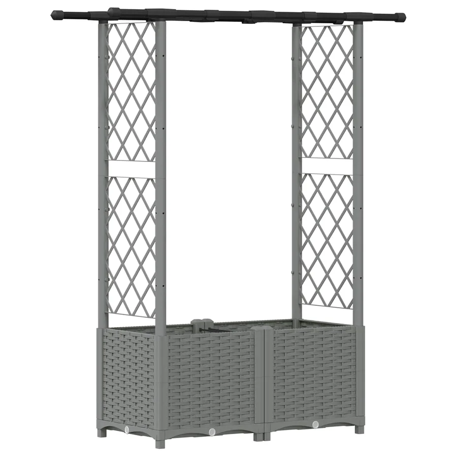 Lit Élevé avec Treillis et Toit Gris clair 124,5 x 40 x 136 cm - 2