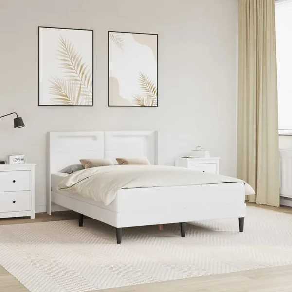 Cadre de lit avec matelas Blanc 120 x 190 cm Simili cuir