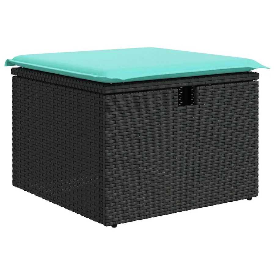 Ensemble de Canapés 4 pcs Noir et turquoise polyrotin - 6