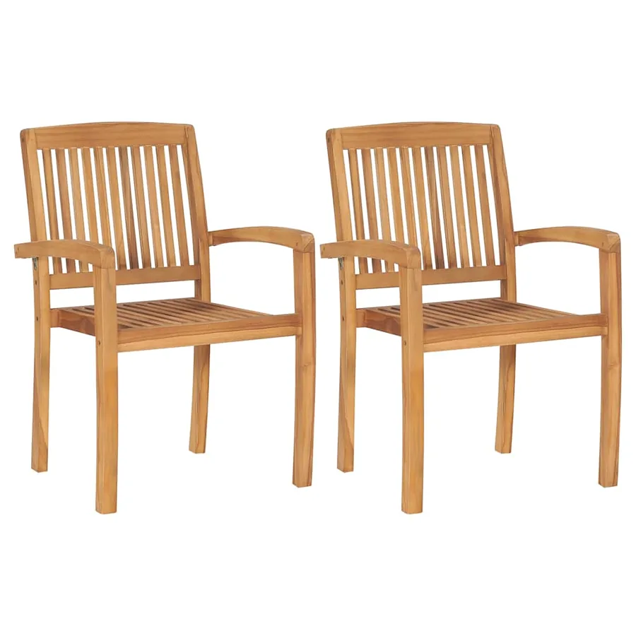Chaises de jardin lot de 2 et coussins anthracite Bois de teck - 4