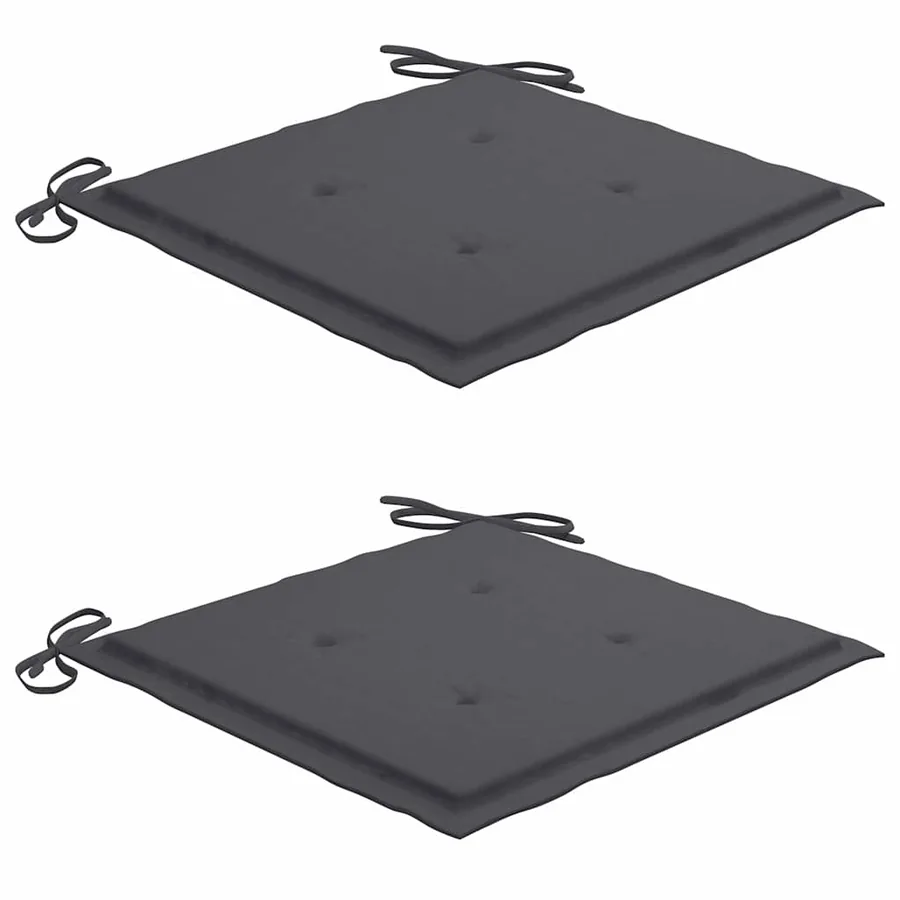 Chaises de jardin lot de 2 et coussins anthracite Bois de teck - 8