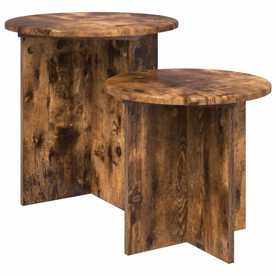 Ensemble de tables d'appoint 2 pcs Chêne Fumé Bois d’ingénierie - 2