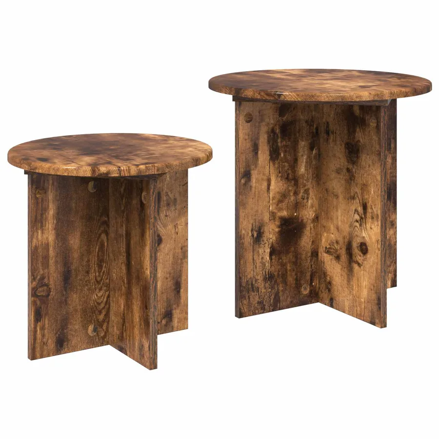 Ensemble de tables d'appoint 2 pcs Chêne Fumé Bois d’ingénierie - 5