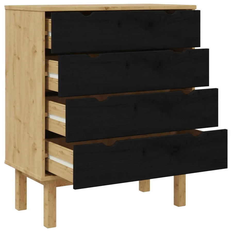 Commode OTTA Noir 76,5 x 39,5 x 90 cm Bois de pin massif - 5