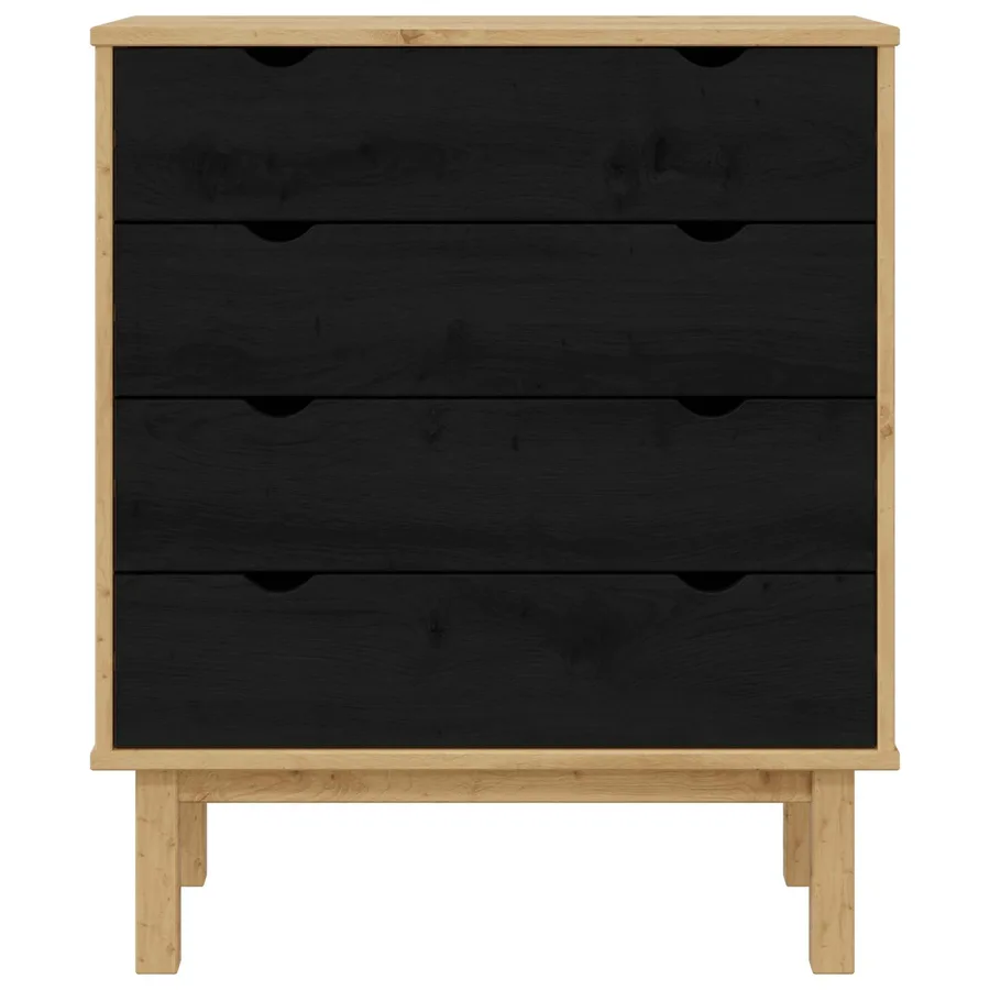 Commode OTTA Noir 76,5 x 39,5 x 90 cm Bois de pin massif - 6