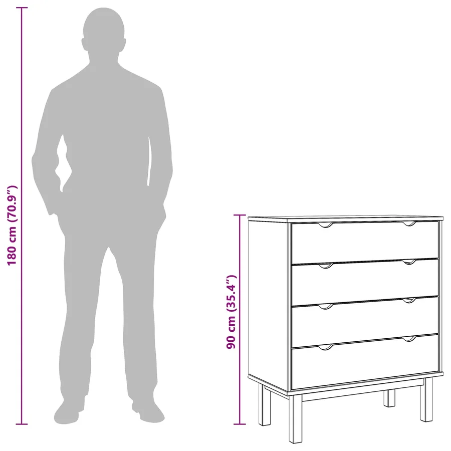 Commode OTTA Noir 76,5 x 39,5 x 90 cm Bois de pin massif - 8