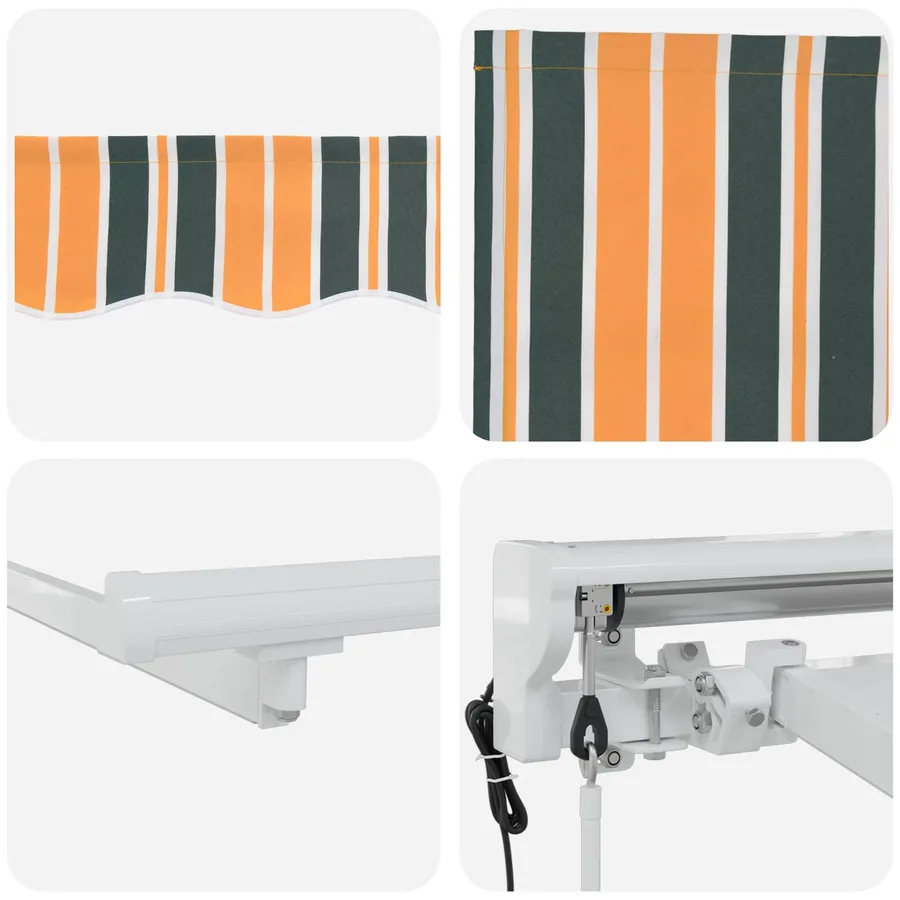 Auvent rétractable électrique Vert, Jaune, Blanc 4 × 3,5 m - 9