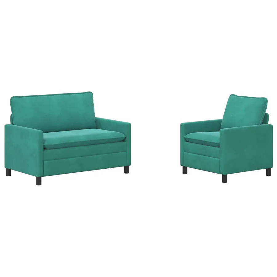 Ensemble de Canapés 2 pcs Turquoise Velours - 2