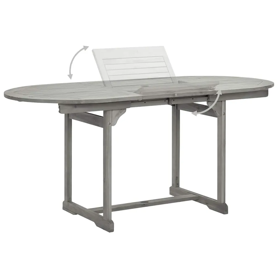 Table à dîner de jardin (120-170)x80x75 cm Bois d'acacia massif - 4