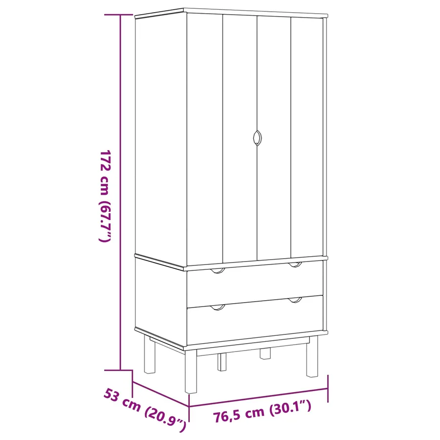 Armoire OTTA Noir 76,5 x 53 x 172 cm Bois de pin massif - 6