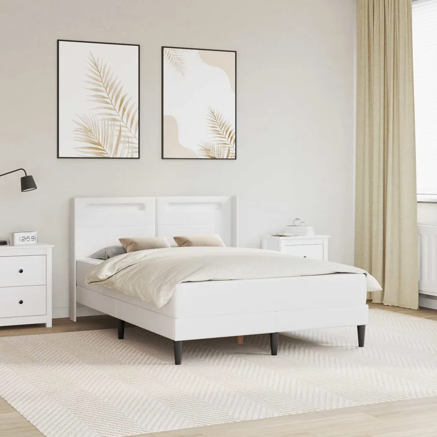 Cadre de lit avec matelas Blanc 140 x 190 cm Simili cuir