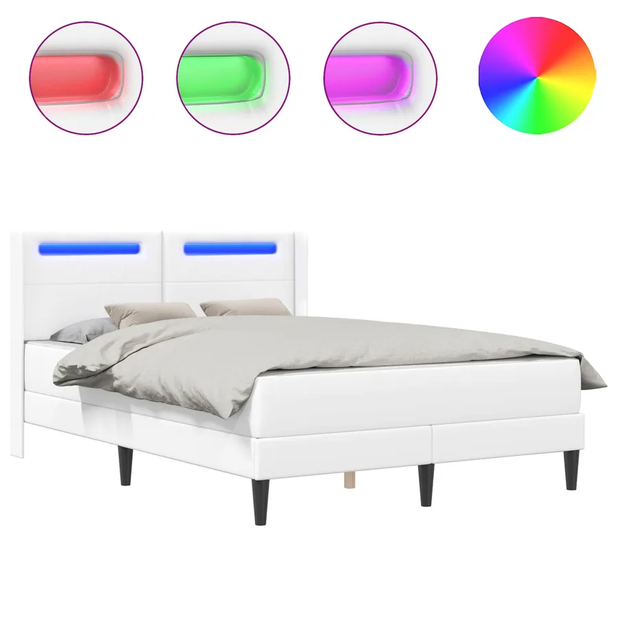 Cadre de lit avec matelas Blanc 140 x 190 cm Simili cuir - 2