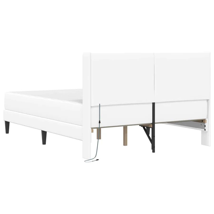 Cadre de lit avec matelas Blanc 140 x 190 cm Simili cuir - 8