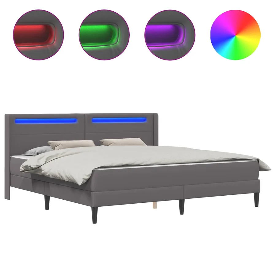Cadre de lit avec matelas Gris 180 x 200 cm Simili cuir - 2
