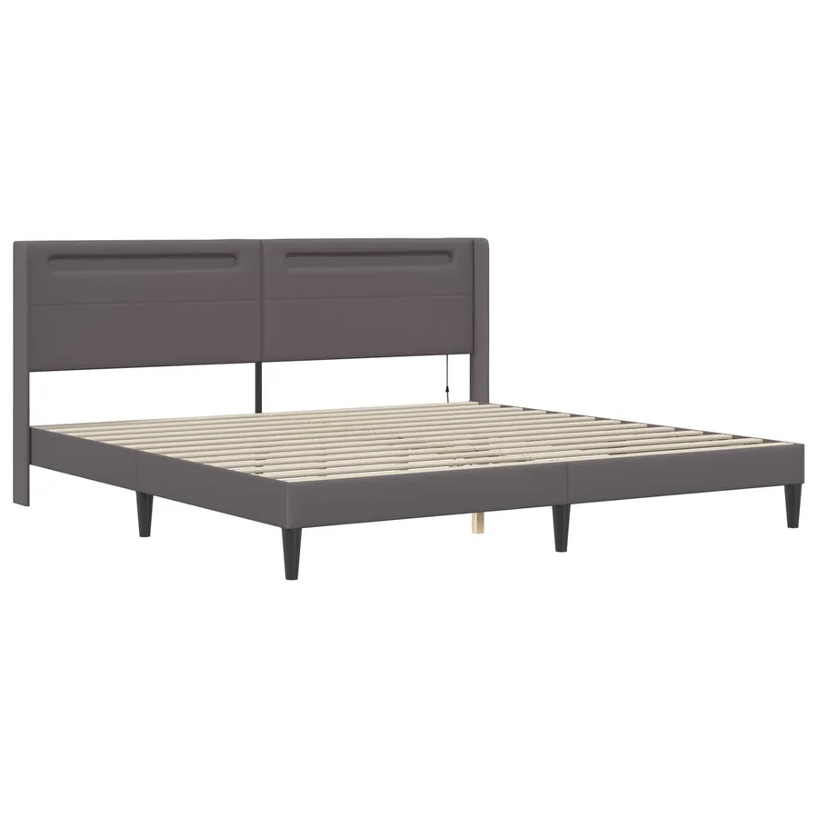 Cadre de lit avec matelas Gris 180 x 200 cm Simili cuir - 6