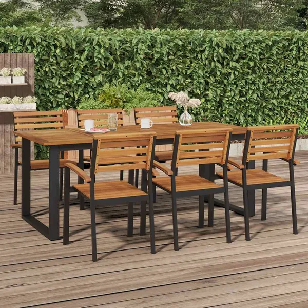 Table de jardin et pieds en forme de U 200x90x75 cm bois acacia