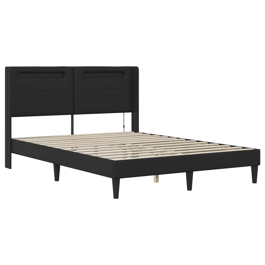 Cadre de lit avec matelas Noir 120 x 200 cm Simili cuir - 6