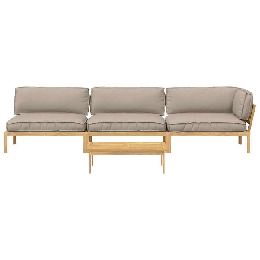 Ensemble de Canapés Uni 4 pcs Taupe Bois d'Acacia Massif - 10