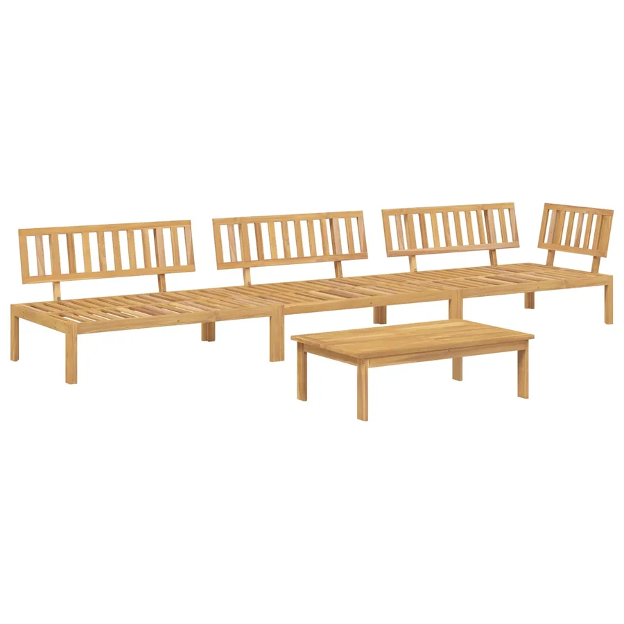 Ensemble de Canapés Uni 4 pcs Taupe Bois d'Acacia Massif - 3