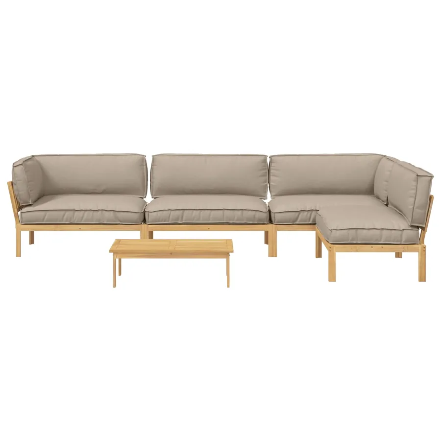 Ensemble de Canapés Uni 5 pcs Taupe Bois d'Acacia Massif - 10