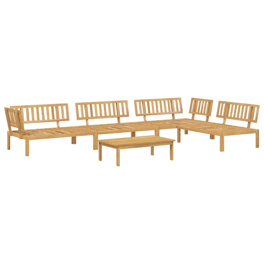 Ensemble de Canapés Uni 5 pcs Taupe Bois d'Acacia Massif - 3