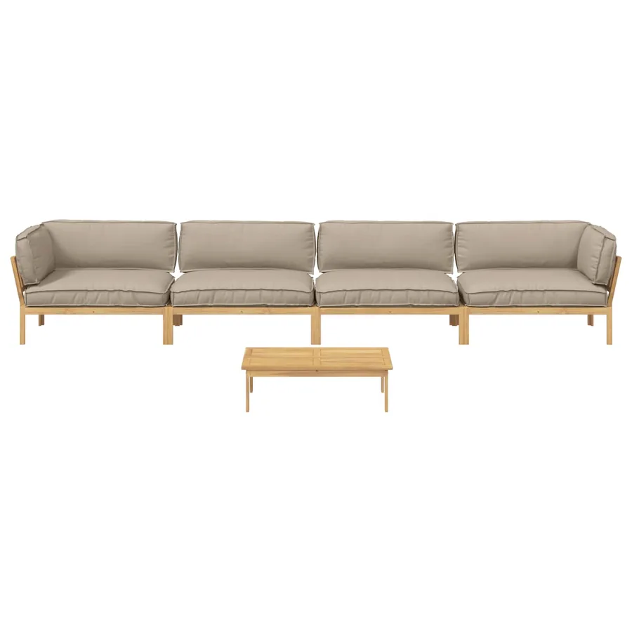 Ensemble de Canapés Uni 5 pcs Taupe Bois d'Acacia Massif - 10