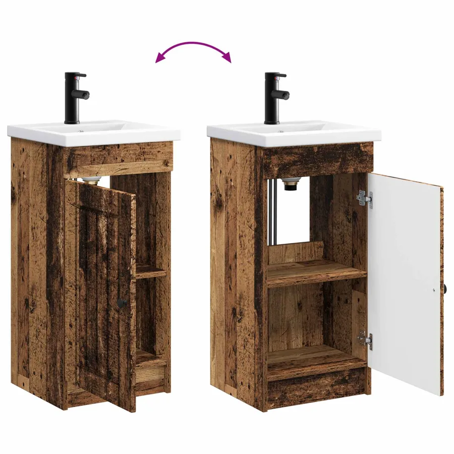 Meuble de salle de bain avec évier Bois ancien - 9