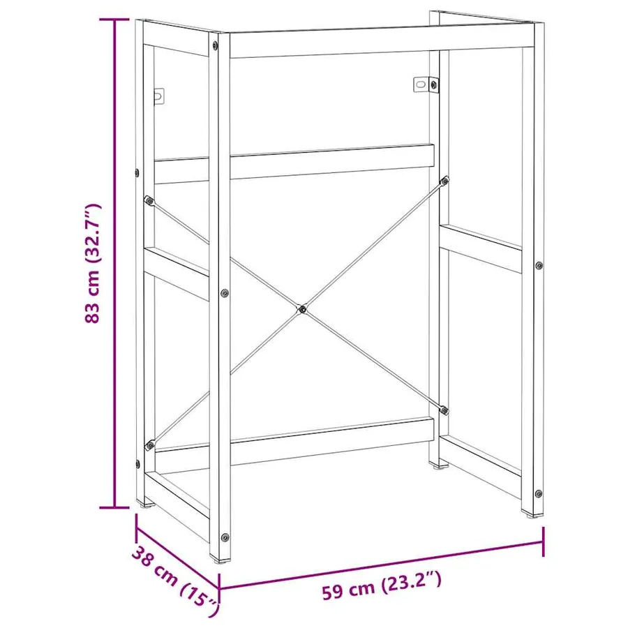 Cadre de lavabo de salle de bain Blanc 59x38x83 cm Fer - 8