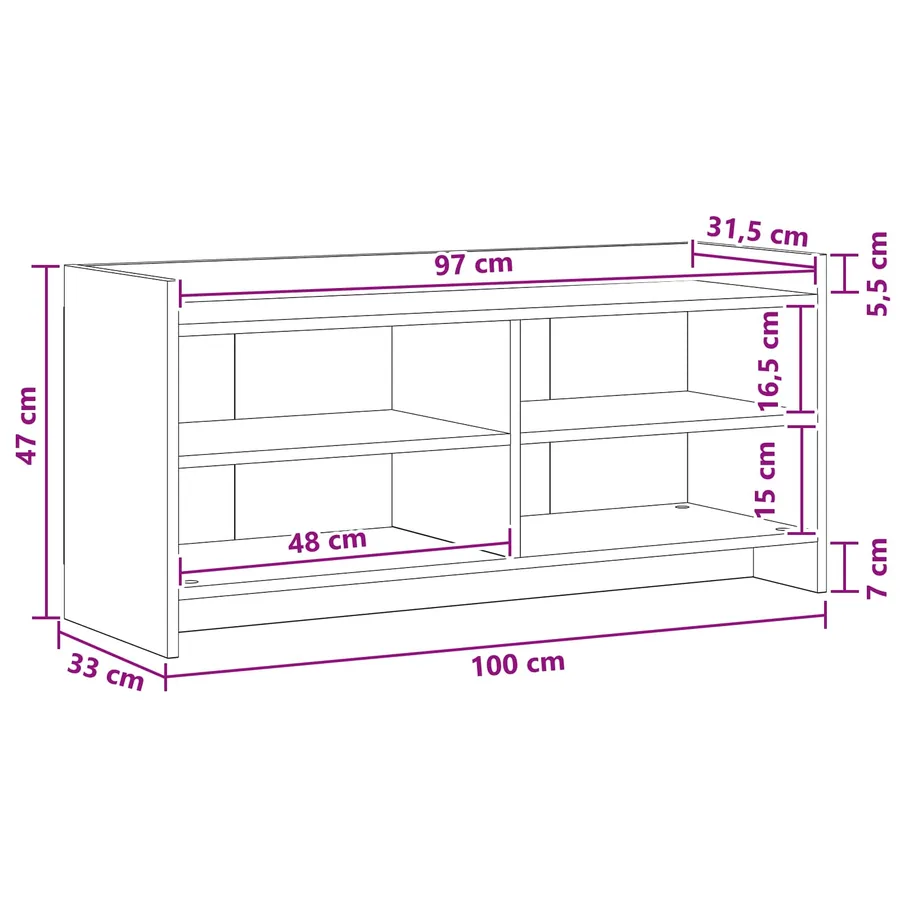 Meuble TV 100 x 33 x 47 cm Chêne fumé Bois d'ingénierie - 7