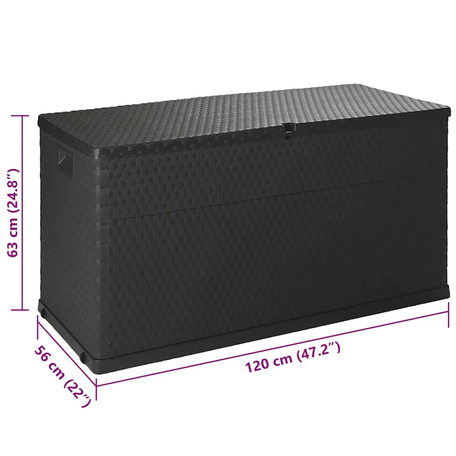 Boîte de stockage de jardin Anthracite 120x56x63 cm PP Rotin - 10