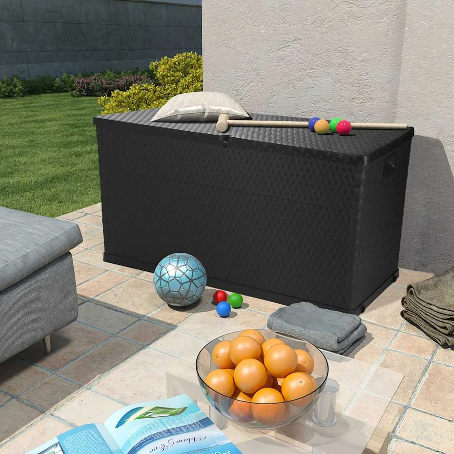 Boîte de stockage de jardin Anthracite 120x56x63 cm PP Rotin - 2