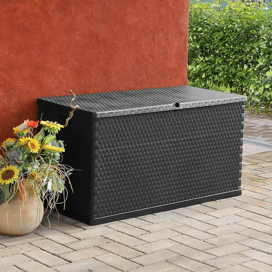 Boîte de stockage de jardin Anthracite 120x56x63 cm PP Rotin - 3