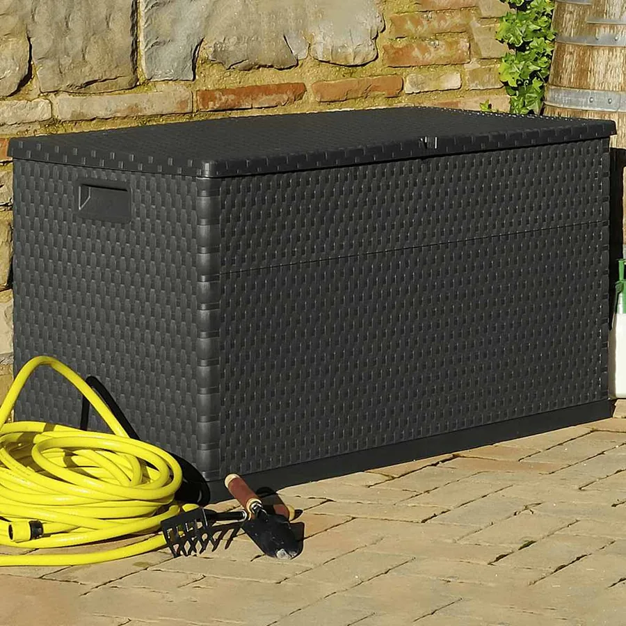 Boîte de stockage de jardin Anthracite 120x56x63 cm PP Rotin - 5