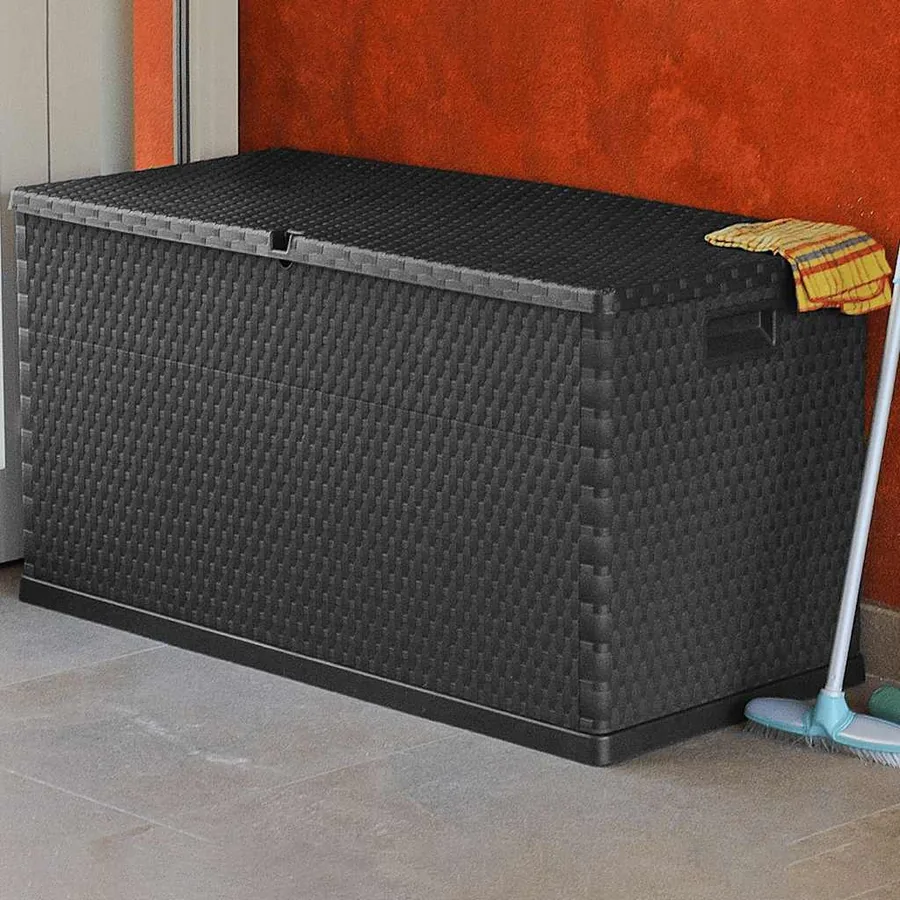 Boîte de stockage de jardin Anthracite 120x56x63 cm PP Rotin - 6