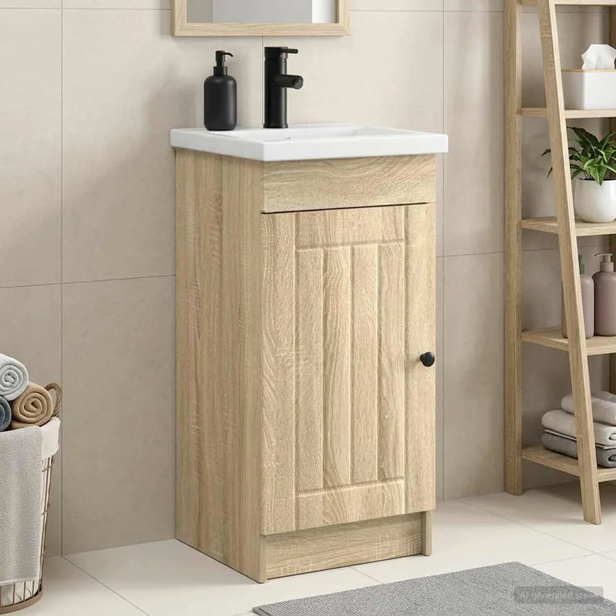 Meuble de salle de bain avec évier Chêne Sonoma