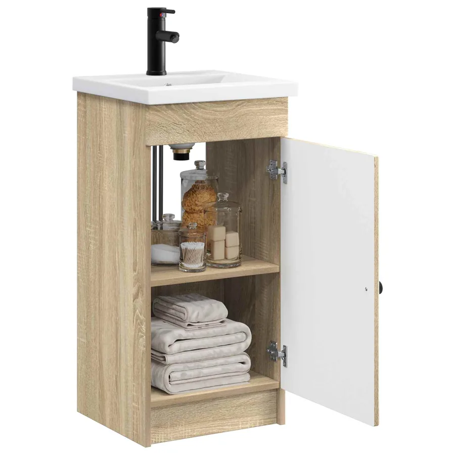 Meuble de salle de bain avec évier Chêne Sonoma - 3