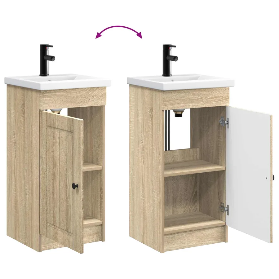 Meuble de salle de bain avec évier Chêne Sonoma - 9