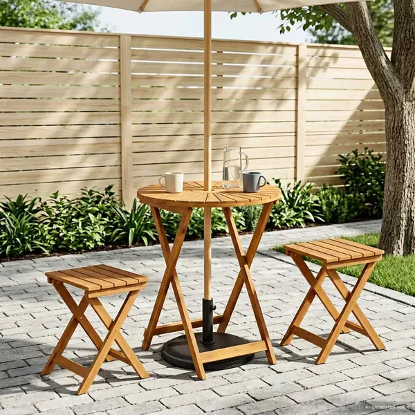 Table de jardin pliante Naturel Ø60 x 75 cm