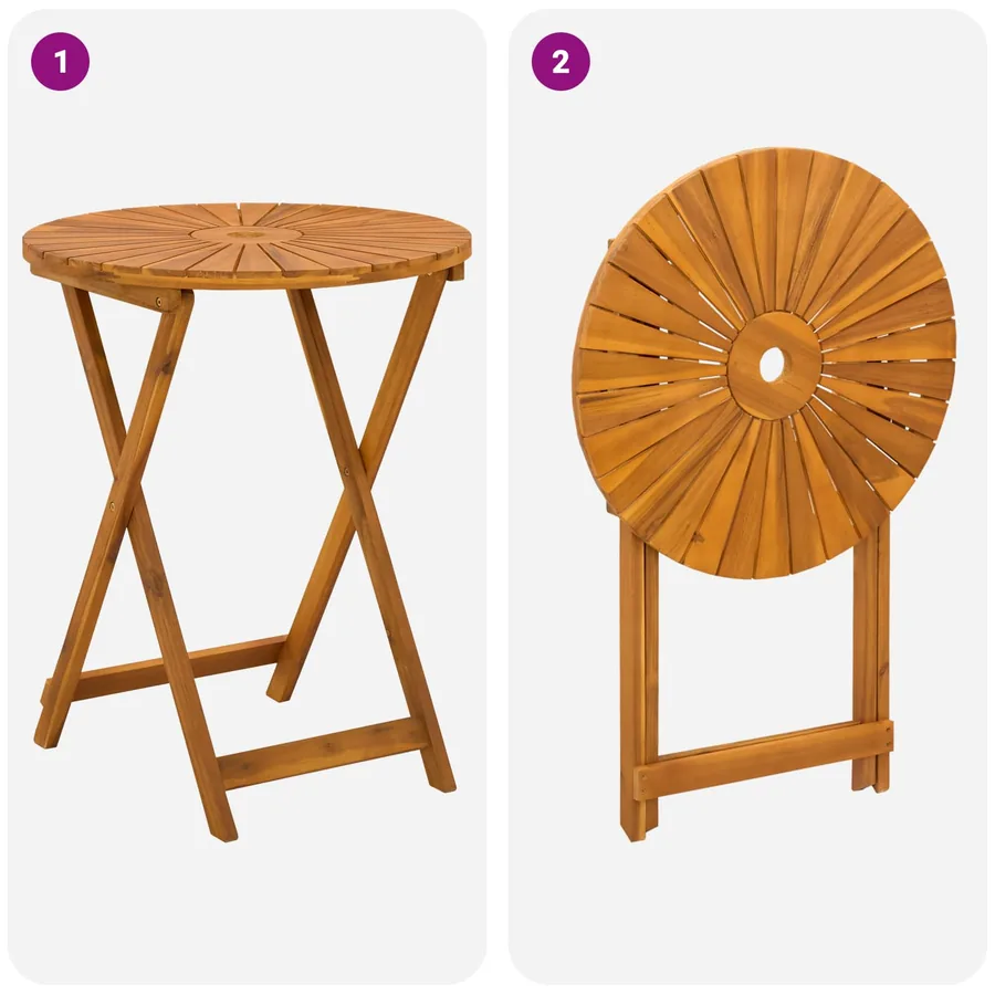 Table de jardin pliante Naturel Ø60 x 75 cm - 8