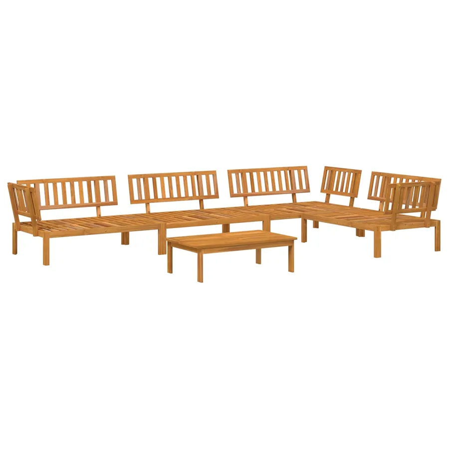 Ensemble de Canapés Uni 5 pcs Gris Bois d'Acacia Massif - 3